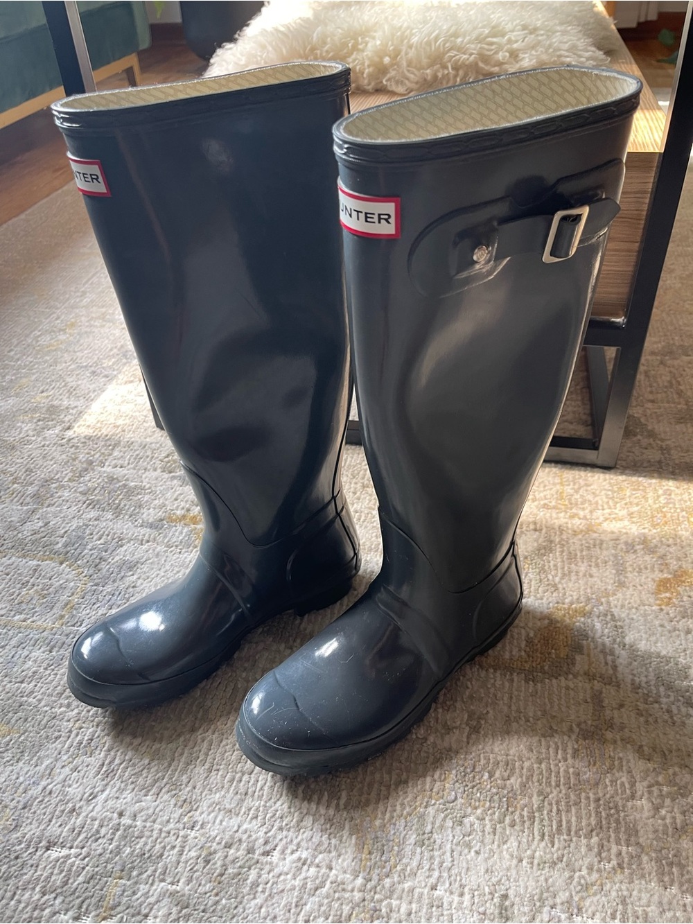 Hunter Classic Grey Gloss Tall Rain Boots